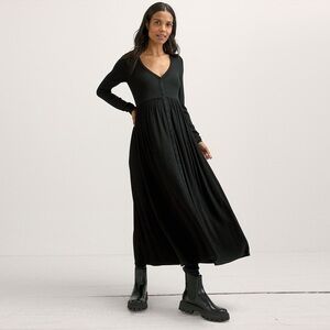 Hatch maternity softest ribbed nursing dress black long sleeve 0 xs